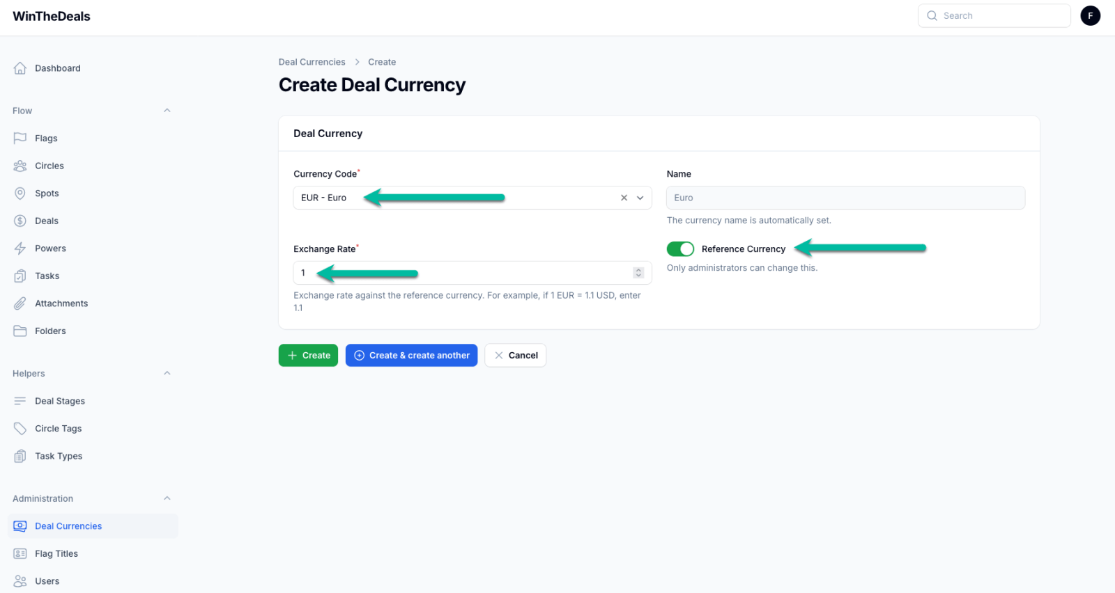 Création d'une devise